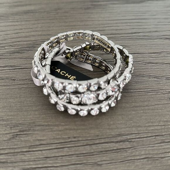 Silver rhinestones bracelet set - Picture 5 of 9